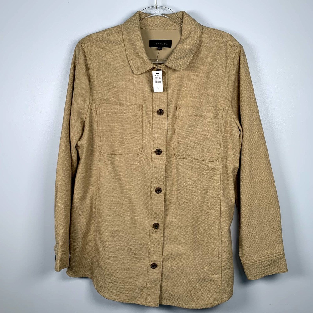 Talbots NWT Textured Sand Castle Color Cotton Shirt Jacket L